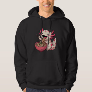 Axolotl Beautiful Eating Ramen Noodles Art Axolotl Hoodie