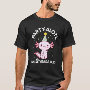 Axolotl Birthday 2 Years Old 2nd Bday Party Hat Sa T-Shirt