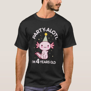 Axolotl Birthday 4 Years Old 4th Bday Party Hat Sa T-Shirt