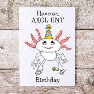 Axolotl Birthday Card with Colouring Page Inside