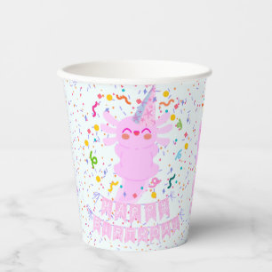 Axolotl birthday paper cups
