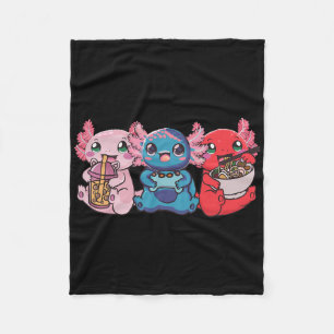 Axolotl Bo Tea Bubble Tea Gaming Gamer Ramen Axolo Fleece Blanket
