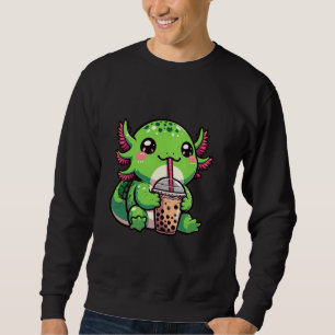 Axolotl Boba Tea Anime Cute Kawaii Wild Green Axol Sweatshirt