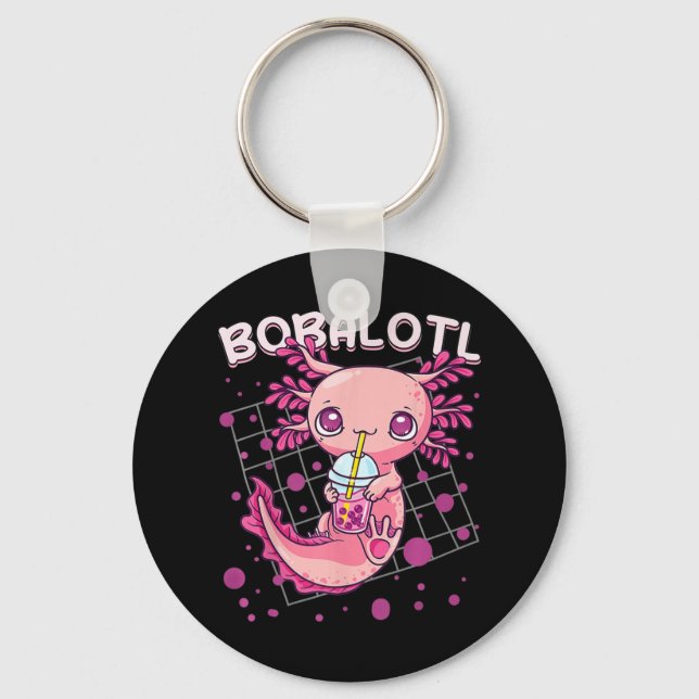 Axolotl Boba Tea Bubble Tea Kawaii Anime Japanese  Key Ring (Front)
