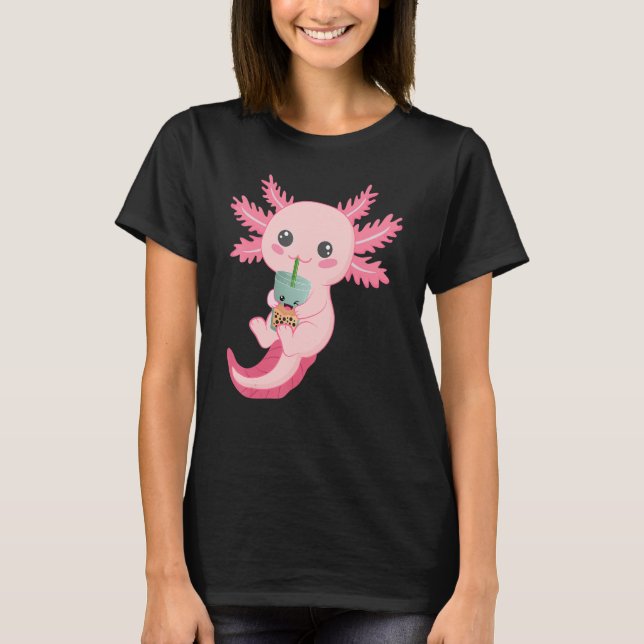 Axolotl Boba Tea  for Kids Boys and Girls T-Shirt (Front)