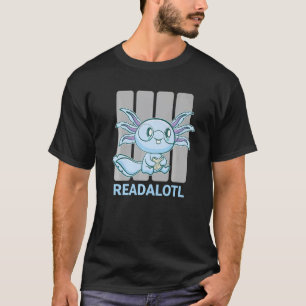 Axolotl Book Reading Ambystoma Mexicanum Cute Walk T-Shirt