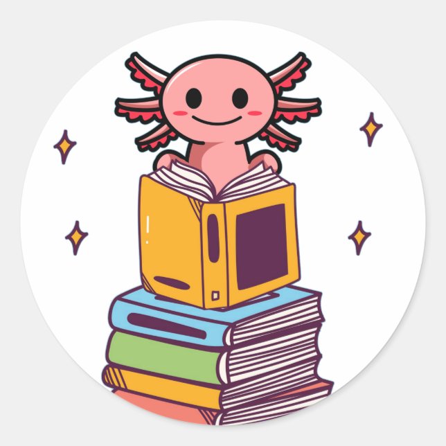 Axolotl Books Fun Reading Button Classic Round Sticker (Front)