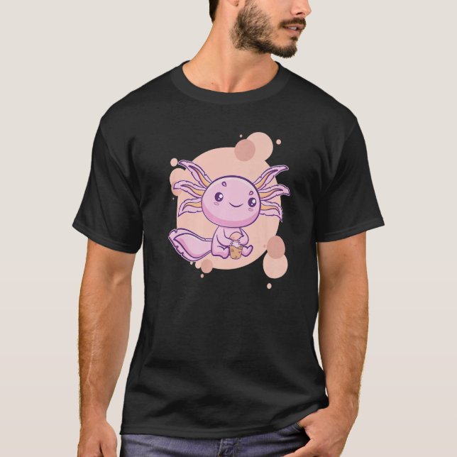 Axolotl Bubble Tea Boba Ambystoma Mexicanum Walkin T-Shirt (Front)