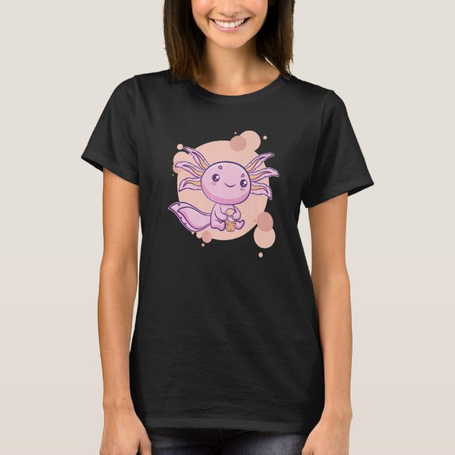 Axolotl Bubble Tea Boba Ambystoma Mexicanum Walkin T-Shirt (Front)