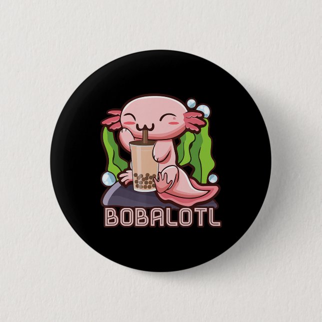 Axolotl Bubble Tea Girls Teens Women Kawaii Anime  6 Cm Round Badge (Front)