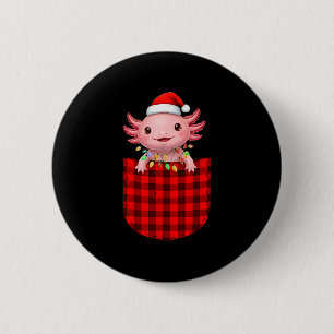 Axolotl Buffalo Red Plaid Cket Christmas Funny Men 6 Cm Round Badge