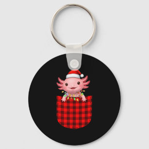 Axolotl Buffalo Red Plaid Cket Christmas Funny Men Key Ring