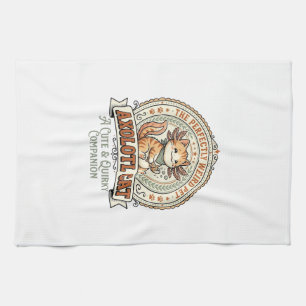 Axolotl Cat Axolotl Cute Weird Pet Cat Vintage Vec Tea Towel