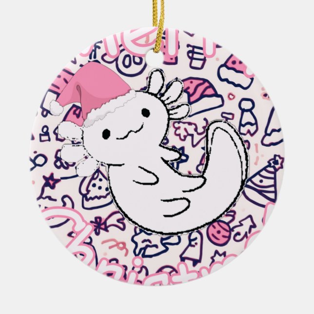 Axolotl Ceramic Ornament (Front)