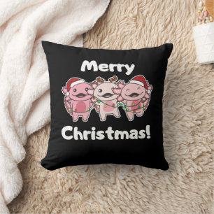 Axolotl Christmas Cute Axolotls Merry Christmas Cushion