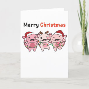 Axolotl Christmas Cute Axolotls Merry Christmas Holiday Card