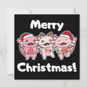 Axolotl Christmas Cute Axolotls Merry Christmas In Invitation