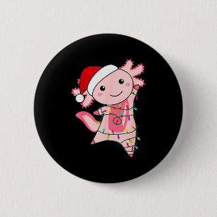 Axolotl Christmas Fairy Light Christmas Axolotl 6 Cm Round Badge