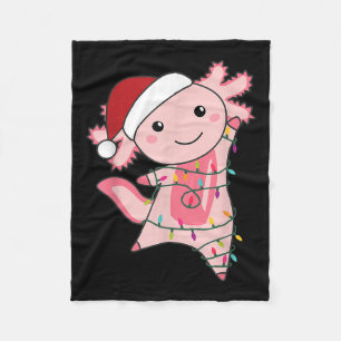 Axolotl Christmas Fairy Light Christmas Axolotl Fleece Blanket