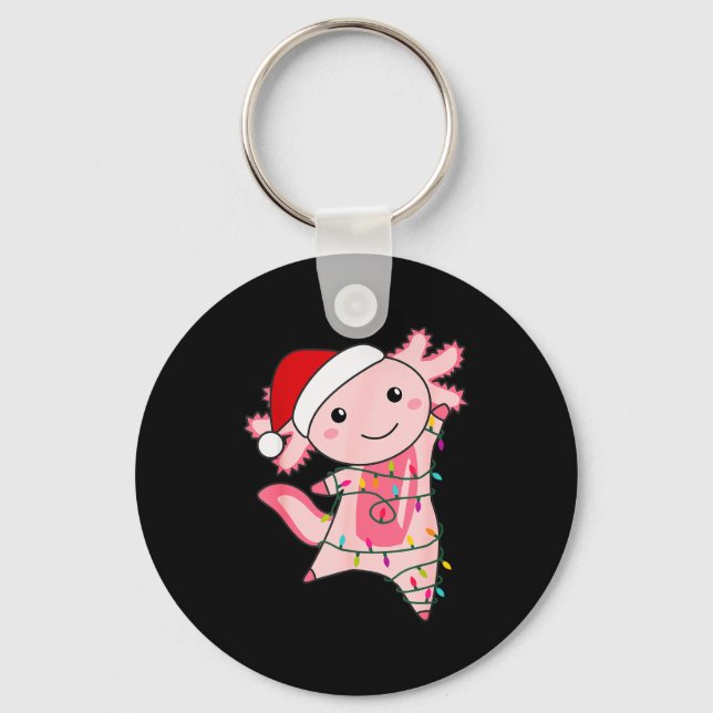 Axolotl Christmas Fairy Light Christmas Axolotl  Key Ring (Front)