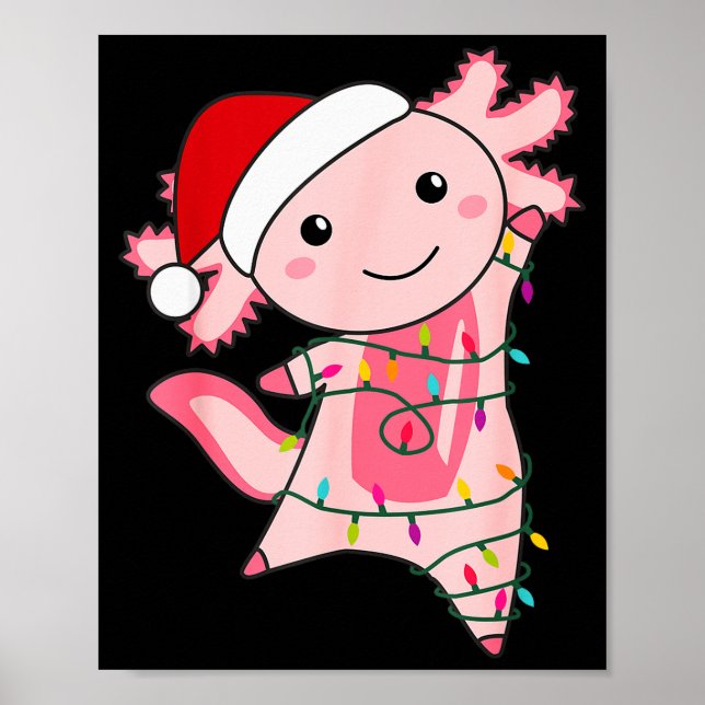 Axolotl Christmas Fairy Light Christmas Axolotl  Poster (Front)
