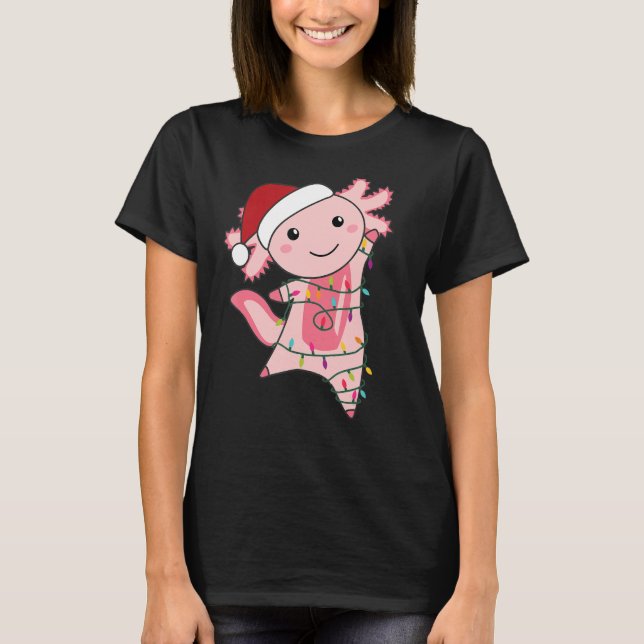 Axolotl Christmas Fairy Light Christmas Axolotl T-Shirt (Front)