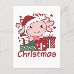 Axolotl Christmas Gift Winter Animals Axolotl Holiday Postcard