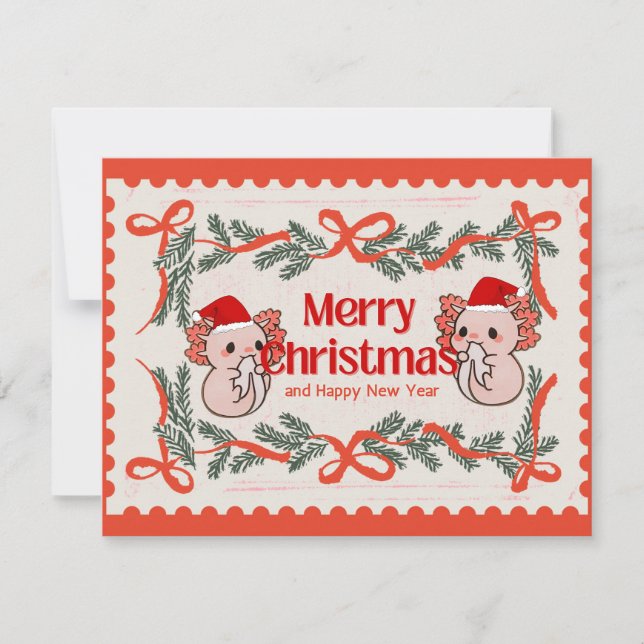 Axolotl christmas holiday card (Front)
