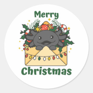 Axolotl Christmas Letter Winter Animals Axolotls Classic Round Sticker