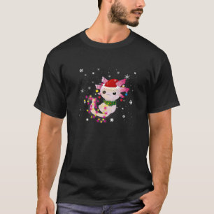 Axolotl Christmas Lights Funny Santa Hat Merry Chr T-Shirt