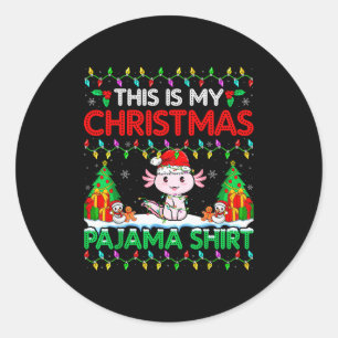 Axolotl Christmas Santa Hat Pajama Shirt Axolotl L Classic Round Sticker