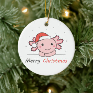 Axolotl Christmas Snow Winter Animals Axolotls Ceramic Ornament