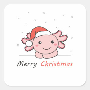 Axolotl Christmas Snow Winter Animals Axolotls Square Sticker