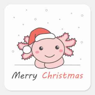 Axolotl Christmas Snow Winter Animals Axolotls Square Sticker
