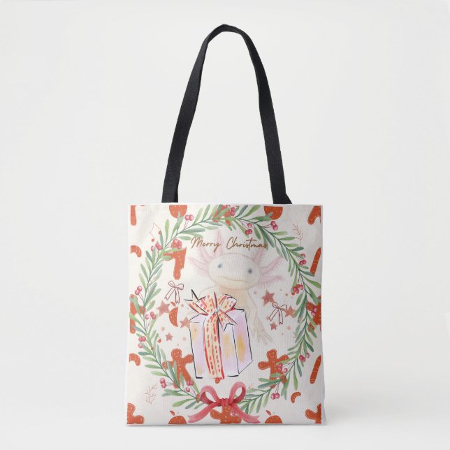 Axolotl christmas tote bag (Front)