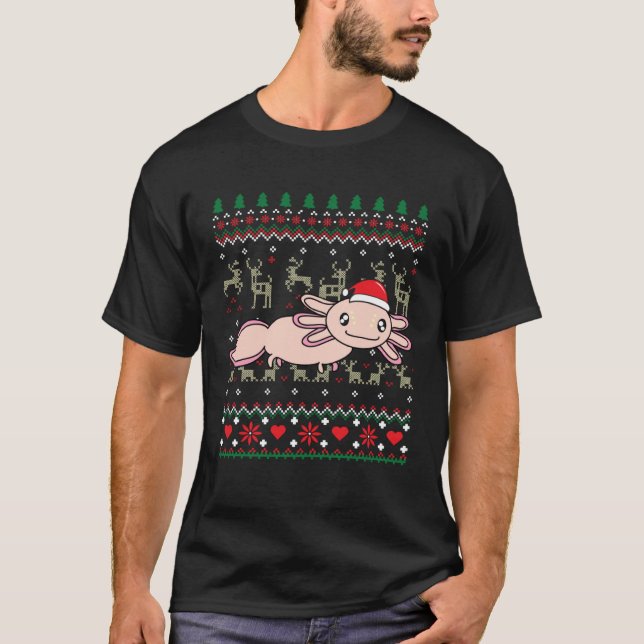 Axolotl Christmas  Tree  Animal T-Shirt (Front)