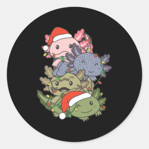 Axolotl Christmas Tree Christmas Animals Axolotls Classic Round Sticker