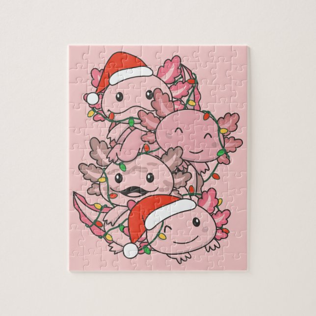 Axolotl Christmas Tree Christmas Animals Axolotls  Jigsaw Puzzle (Vertical)