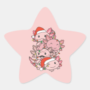 Axolotl Christmas Tree Christmas Animals Axolotls Star Sticker