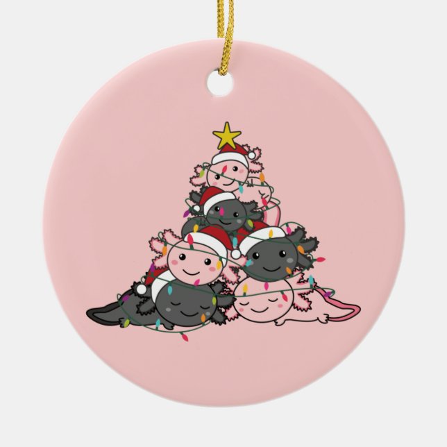 Axolotl Christmas Tree Funny Animal Christmas Adul Ceramic Ornament (Front)