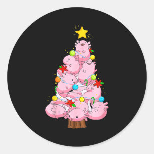 Axolotl Christmas Tree Ornament Fish Axolotl Anima Classic Round Sticker