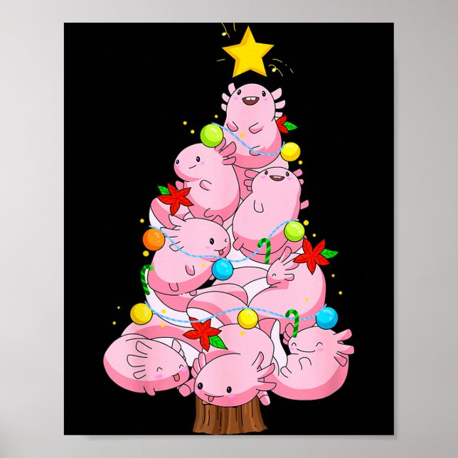 Axolotl Christmas Tree Ornament Fish Axolotl Anima Poster (Front)