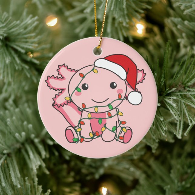 Axolotl Christmas Winter Animals Axolotls Ceramic  Ornament (Tree)