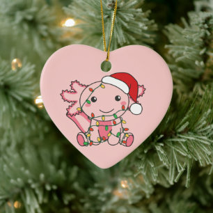 Axolotl Christmas Winter Animals Axolotls Ceramic  Ornament