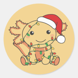 Axolotl Christmas Winter Animals Axolotls Classic  Round Sticker