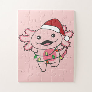 Axolotl Christmas Winter Animals Axolotls Jigsaw P Puzzle
