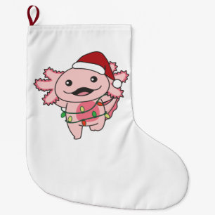 Axolotl Christmas Winter Animals Axolotls Large Christmas Stocking