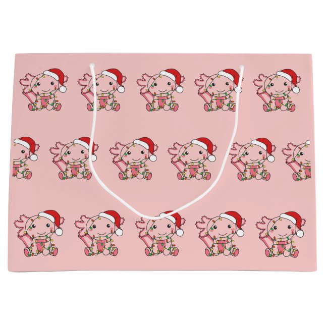 Axolotl Christmas Winter Animals Axolotls Large Gi Gift Bag (Front)