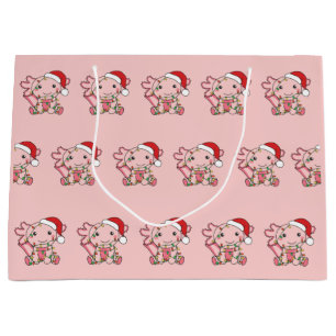 Axolotl Christmas Winter Animals Axolotls Large Gi Large Gift Bag