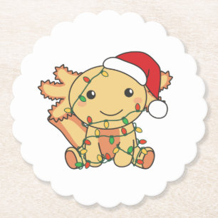 Axolotl Christmas Winter Animals Axolotls Paper Coaster